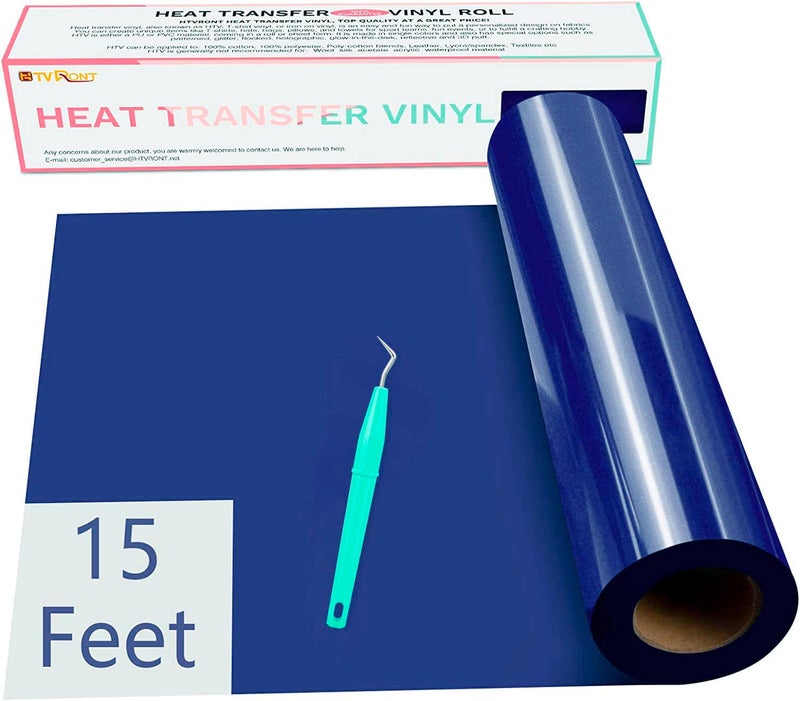 HTVRONT Heat Transfer Vinyl Blue HTV Vinyl Rolls - 12" x 15ft Blue Iron on Vinyl for All Cutting Machines, Royal Blue HTV Vinyl for Shirts - Easy to Cut & Weed for Heat Vinyl Design (Royal Blue) - Image 1